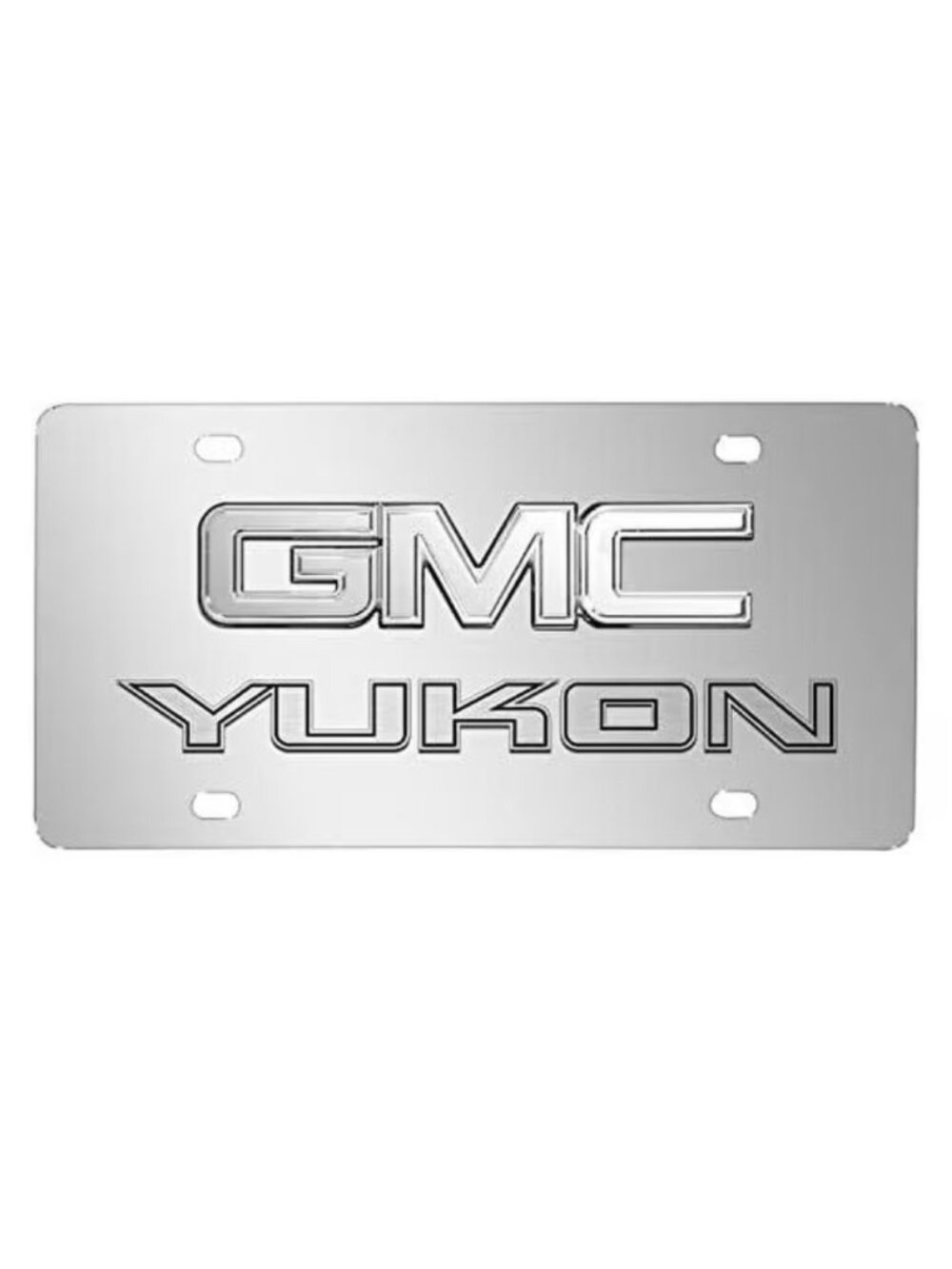GMC Yukon 3D Dual Logo Mirror Chrome Stainless Steel License Plate